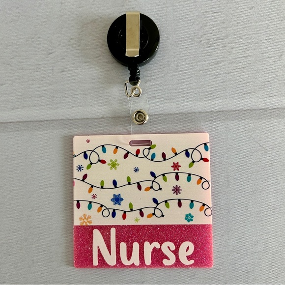 Glitter Badge Buddy | Nurse Card Holder | RN ID Tag Backer and Retractable Reel - Picture 7 of 11